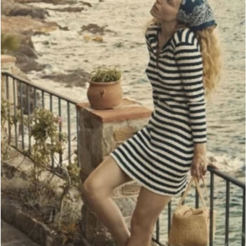 Doen Red and Cream Striped Ribbed Top